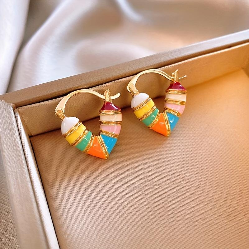 

Красочные и милые серьги-кольца, роскошные цветные серьги-кольца в стиле бохо, яркие цветные серьги-кольца с застежкой-русалкой