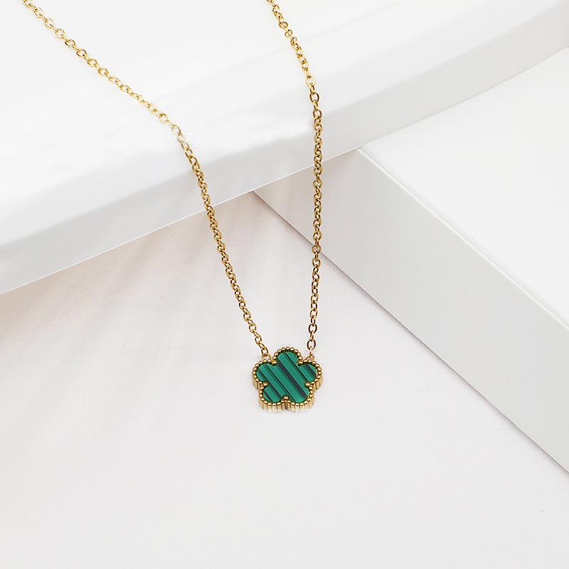 Gold Silver Color Pendant Necklaces Double Sided Flowers Stainless Steel Necklace Elegant Charms for Necklace Women Charm Clover