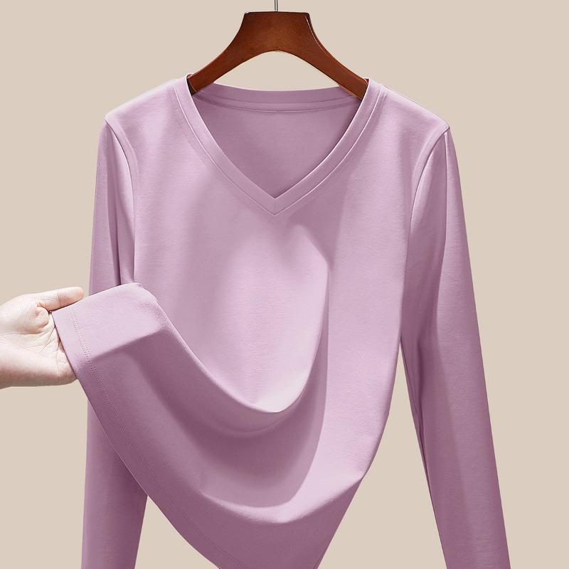 Mercerized Cotton Women's Long-sleeved Early Autumn New Khmer Bottoming Shirt Solid Color Spring and Autumn Top