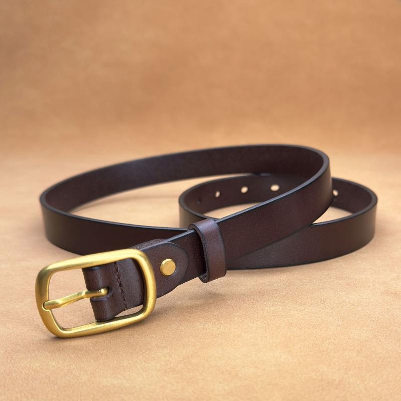 Women's Antique Cowhide Belt Copper Buckle Women's Casual Versatile Premium Retro Leather Belt