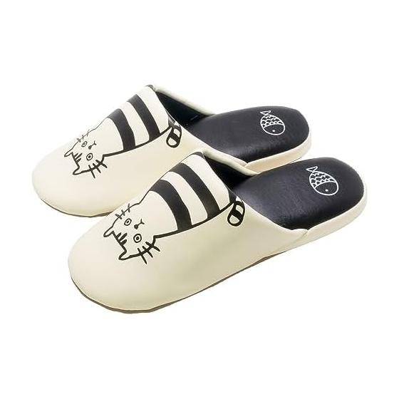 [Okumura] LOVECAT cat print soft slippers (white)