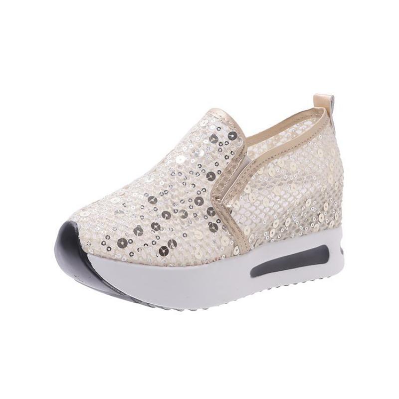 Large size mesh casual single shoes women's summer mesh sequins sports casual sandals women