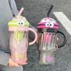 1280ml Large Capacity Straw Cup, Outdoor Plastic Water Bottle, Office Drinking Cup, Summer Cup with High Aesthetic Value