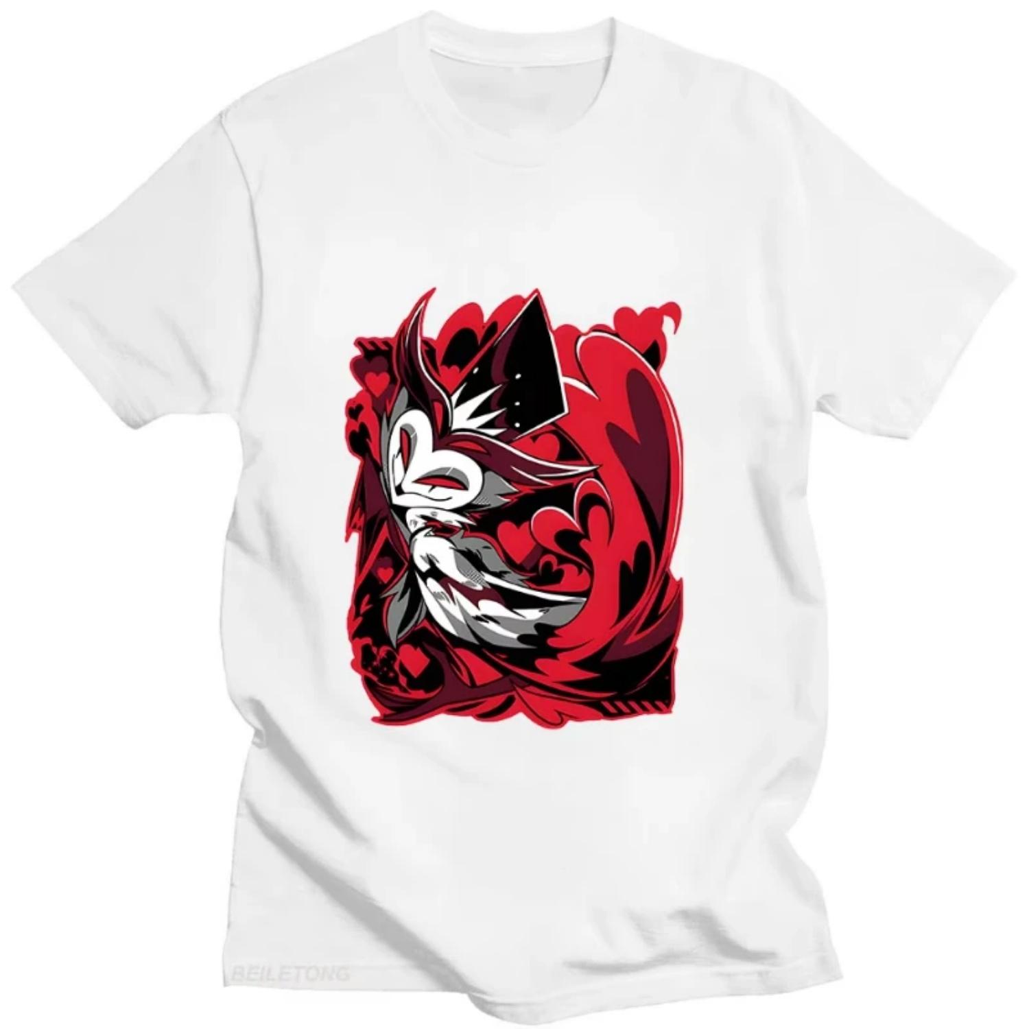 

Футболка Helluva Boss с мультяшным принтом в стиле Харадзюку Каваи, короткий рукав, милая, высокого качества, с круглым вырезом, мягкая одежда. S чёрный