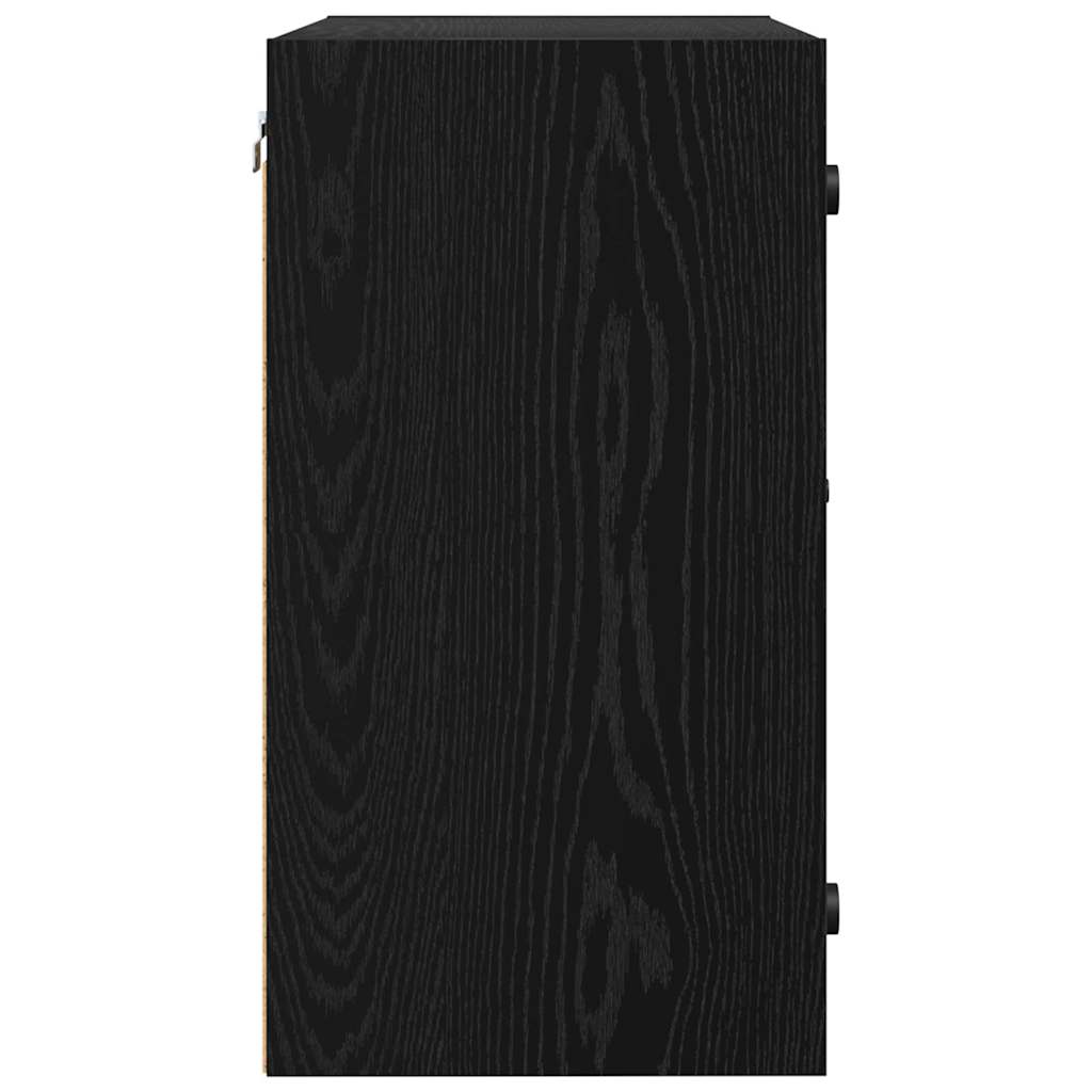Wall Mounted Cabinet Black Oak Effect 68 x 37 x 68.5 cm
