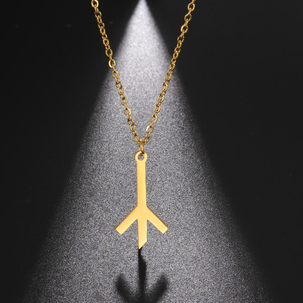 Runa Algiz přívěsek na náhrdelníku Severský amulet Severské pohanské runy Severská mytologie Talisman Šperky z nerezové oceli