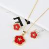 Elegant And Cute Clover Plant Five Leaf Flower Petal Necklace Earrings Zircon Set Natural White Shell Stone Woman