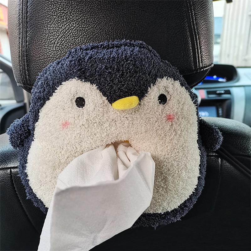 Cute Cartoon Tissue Box Holder Creative Plush Tissue Boxes Bracket Auto Armrest Box Car Seat Back Car Decor Car Tissue Holder
