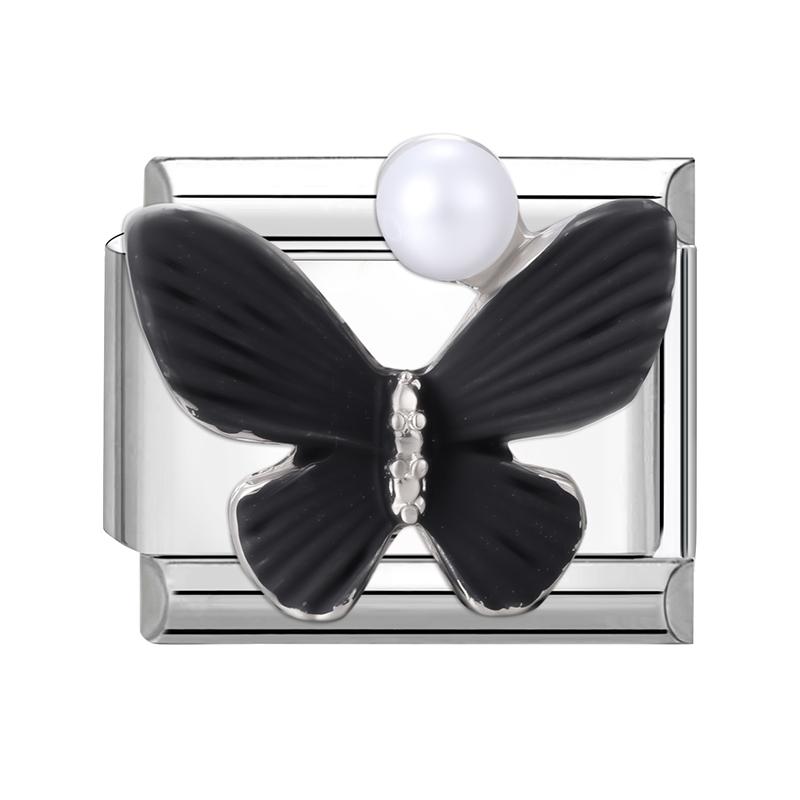 Shiny Colorful Crystal Butterfly Bow Knot Heart Italian Charm Links Fit 9mm Stainless Steel Bracelet Women Y2K DIY Making Gift