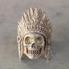 Chinese Tibet Silver Carving Skull Head Statue Ring Decoration Gift Collection