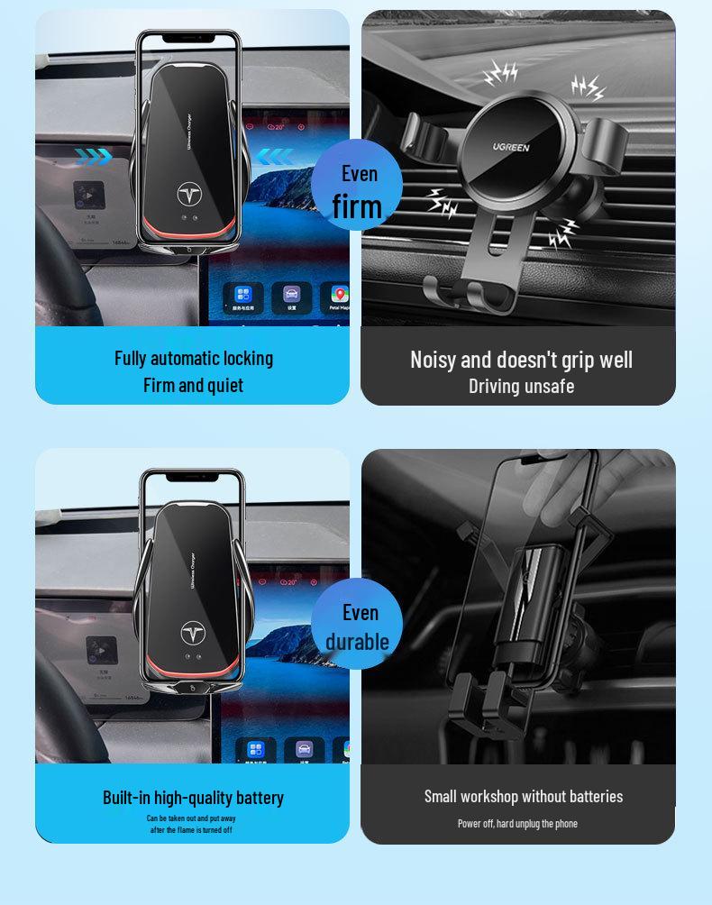 Lantu Phone Holder & Wireless Charger: Compatible with 25 Models, Navigation-Ready & Dry Cell Version