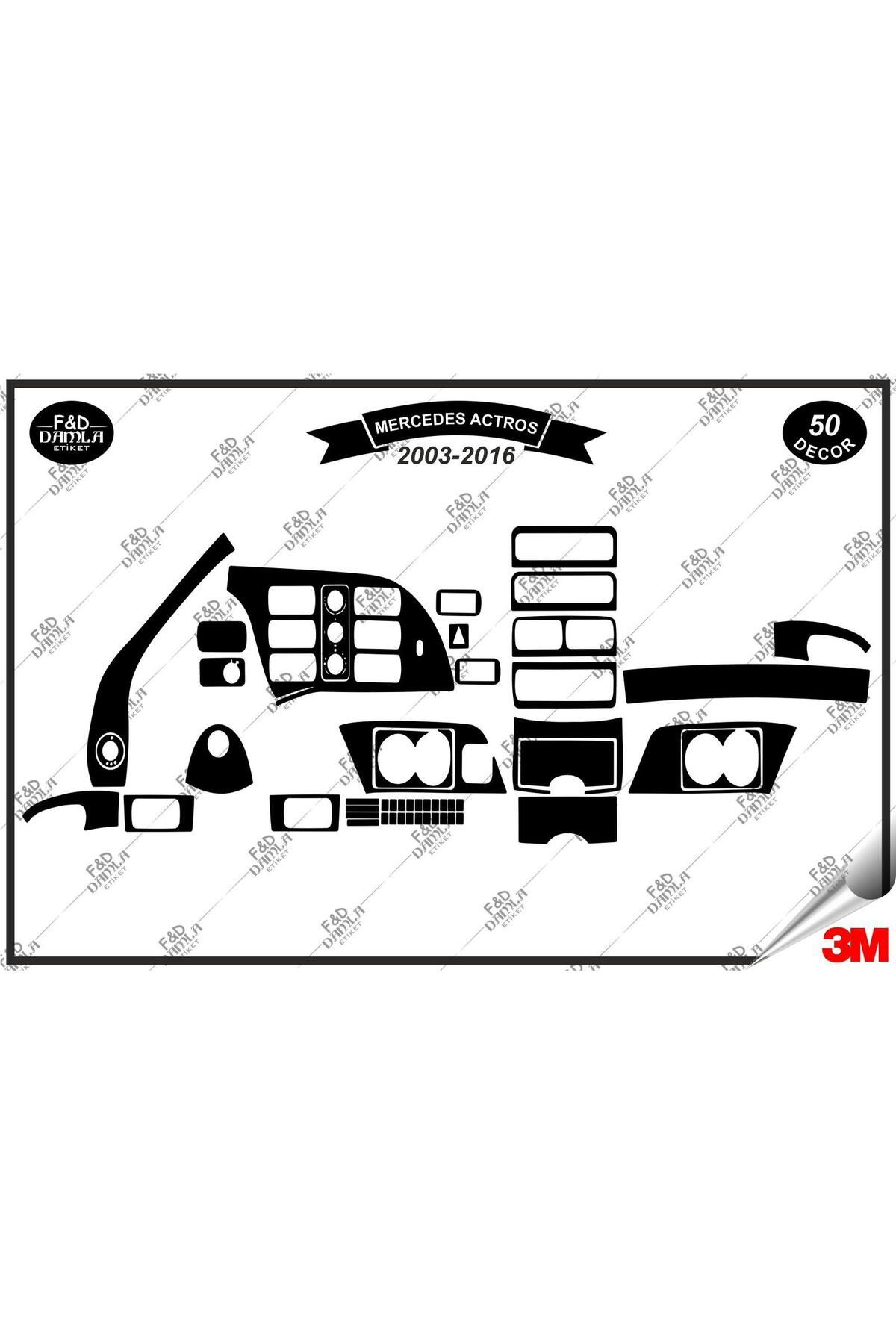 

Mercedes Actros 2003-2016 Torpido Konsol Trim Göğüs Maun Kaplama Set 50 Parça Siyah