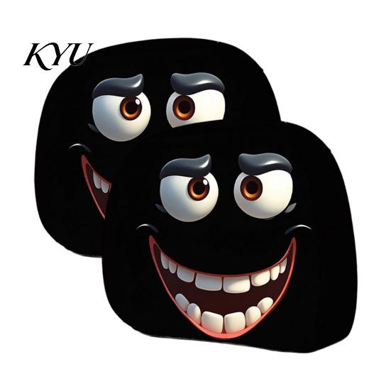 Universal Fit Headrest Covers 2Pcs Spooky Car Covers, Cartoon Evil Face Auto Seat Funny Accessories Protectors, Elastic Protectors for Cars