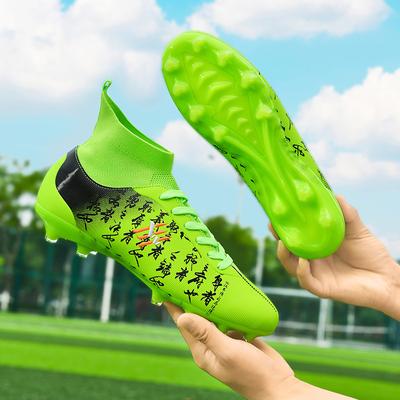 New Men's High-top Football Shoes Non-slip Outdoor Long Nails TF Broken Nails Youth Game Sports Football Shoes