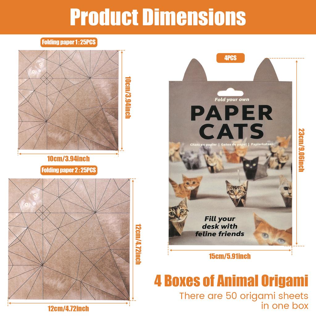 Zestaw Origami Koty Papierowe DIY Kreatywne Złóż Własne Figurki Kotów Papierowe Zwierzątka 3D Aktywność Rękodzieło Prezent Dla Miłośnika Kotków Ozdoby na Biurko