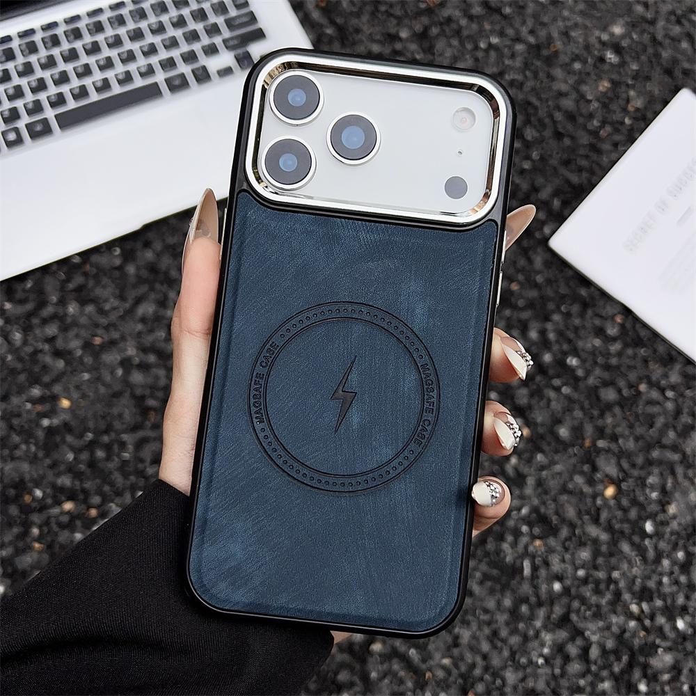 Wireless Charging Magnetic Leather Case For iPhone 17 16 15 14 13 12 11 Pro Max Plus For Magsafe Bumper Shockproof Cover
