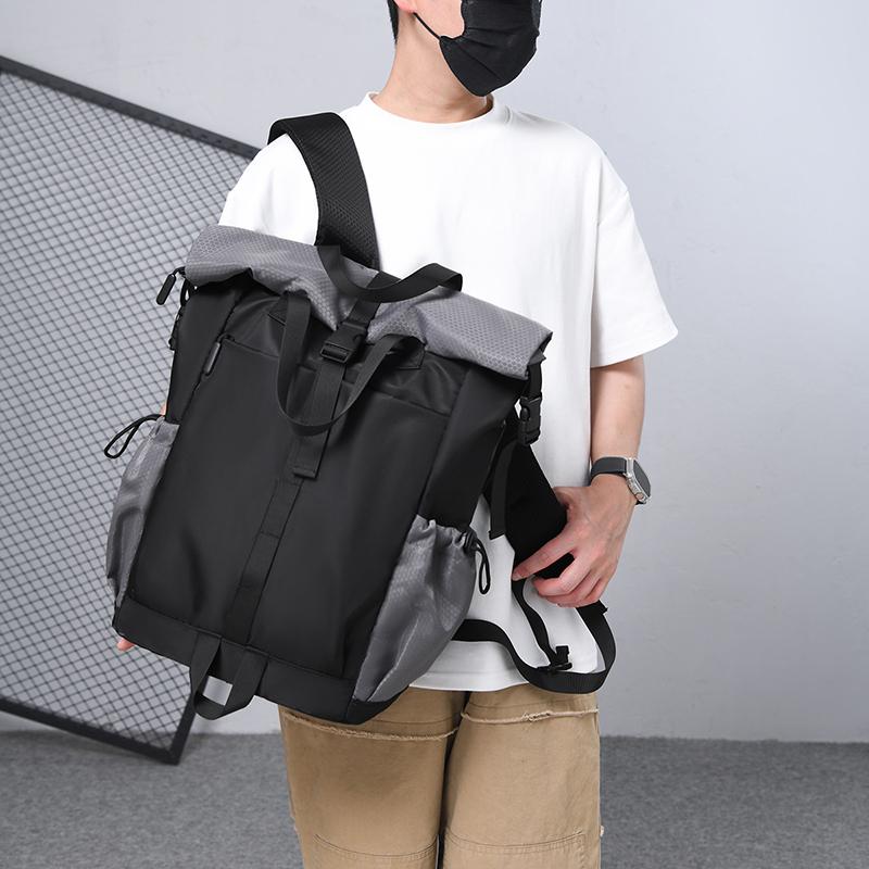 Contrast Color Backpack Men's Backpack Large Capacity Schoolbag for Students
