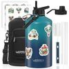 1 Gallon Insulated Water Bottle BPA Free Leak Proof 128oz Stainless Steel Large Water Jug with Straw Spout Lid Gradient Blue fo