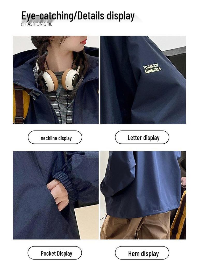 Girls' Double Zipper Hooded Windbreaker - Autumn 2025 Korean Style Casual Sports Jacket for Big Kids