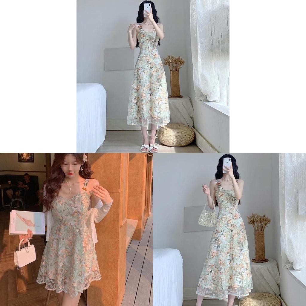 Vintage French Retro Slip Dress With Knit Fabric For Summer Casual Wear