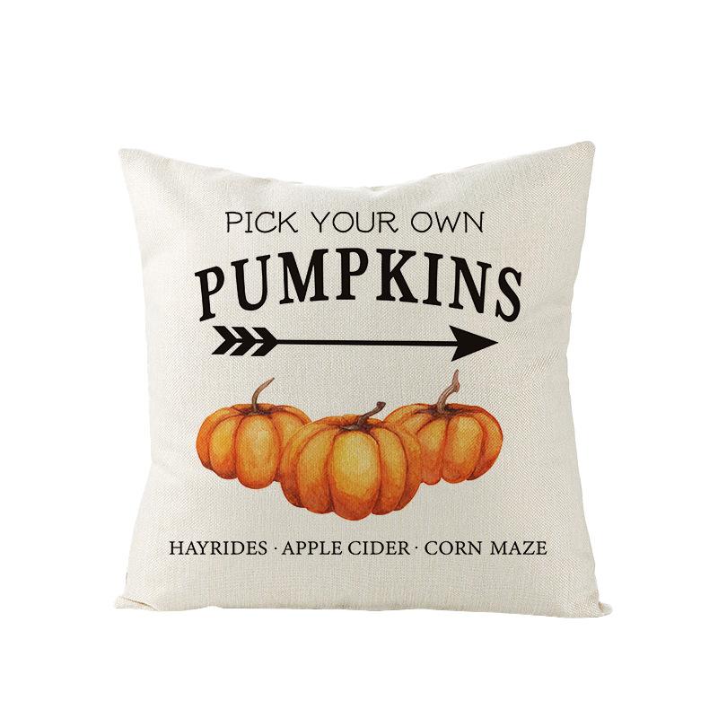Thanksgiving Pillowcase New Autumn Pumpkin Polyester Peach Skin Printed Sofa Pillow