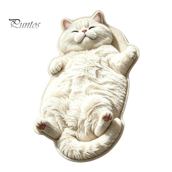 Unique Cat Pattern Floor Mat Cozy Shaped Rug, Plush Cartoon Area Mat, Soft Warm Atmosphere Interior Decor Crystal Velvet Decorative Rug for