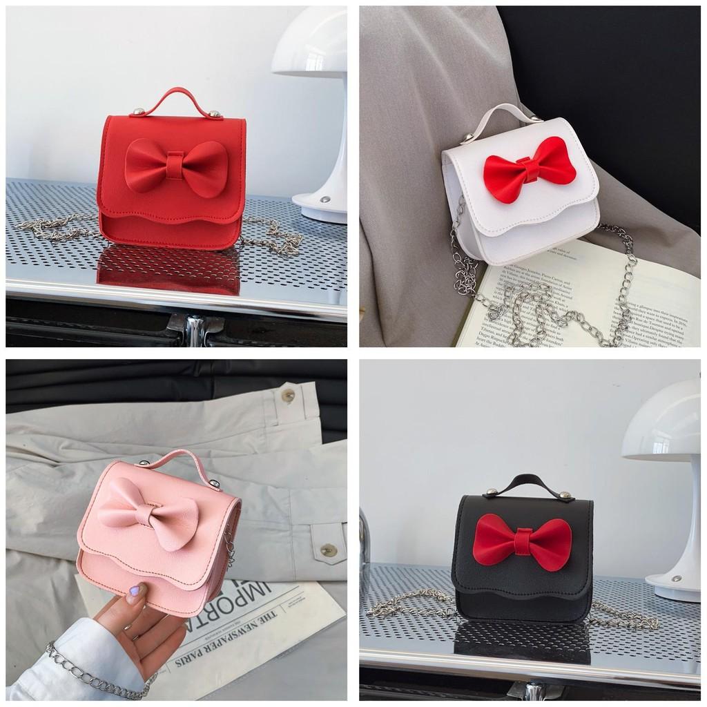 Shoulder Bow Tie Crossbody Bag Girls Trendy Mini Square Bag For School And Play