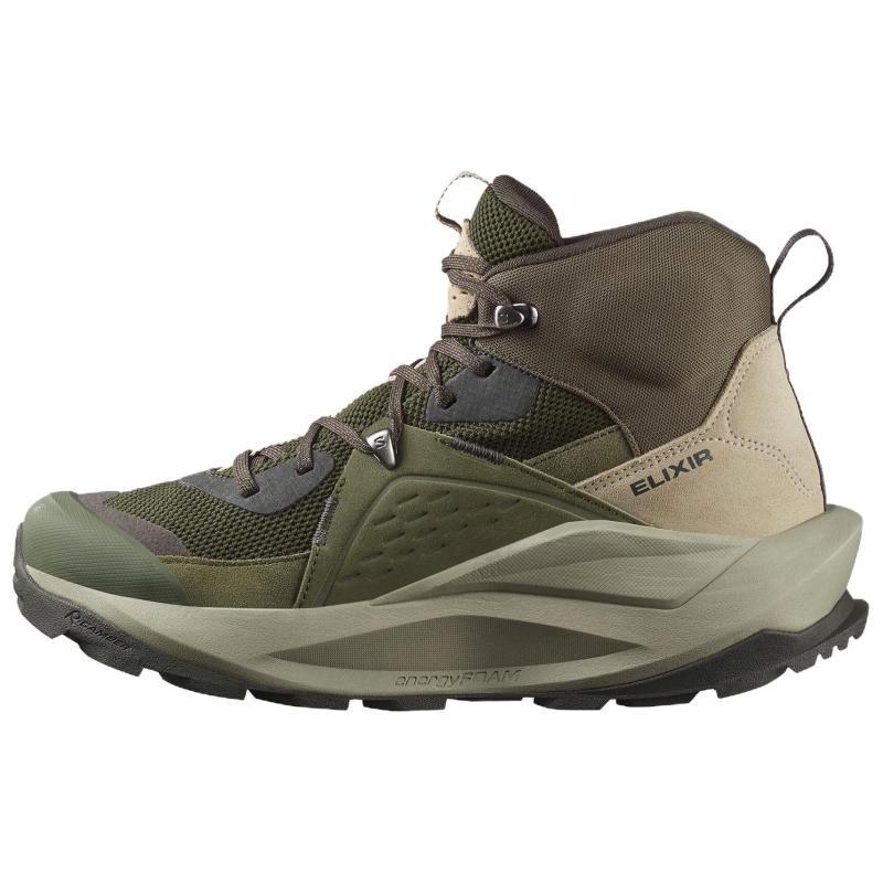 SALOMON Elixir Wear-Resistant Slip-Resistant Short Outdoor Boots Men's Dark Green Sneakers L47697800