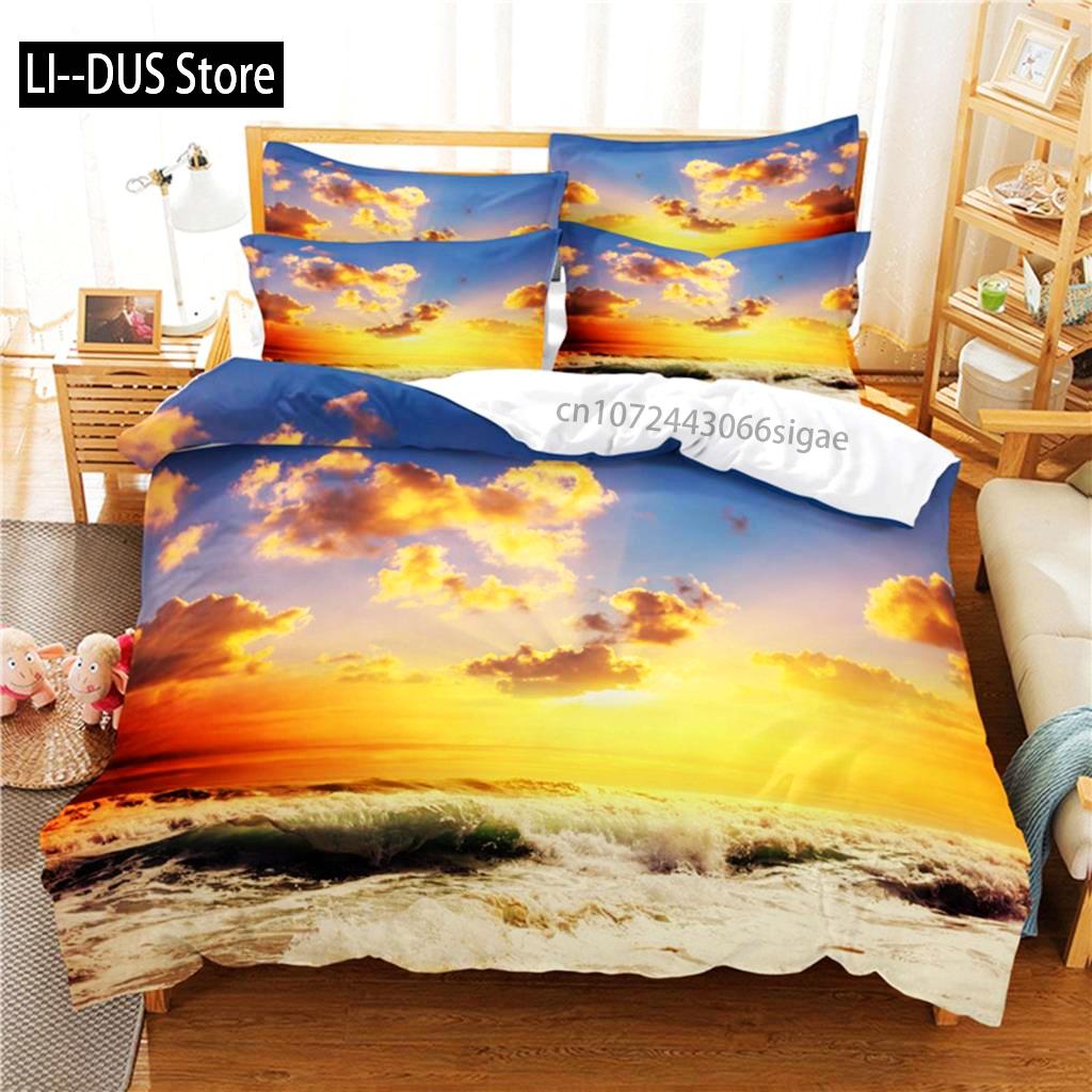 Comforter Beautiful Scenery Bedding Set 3D Bedding Digital Printing Queen Size Bedding Sets Fashion Designs