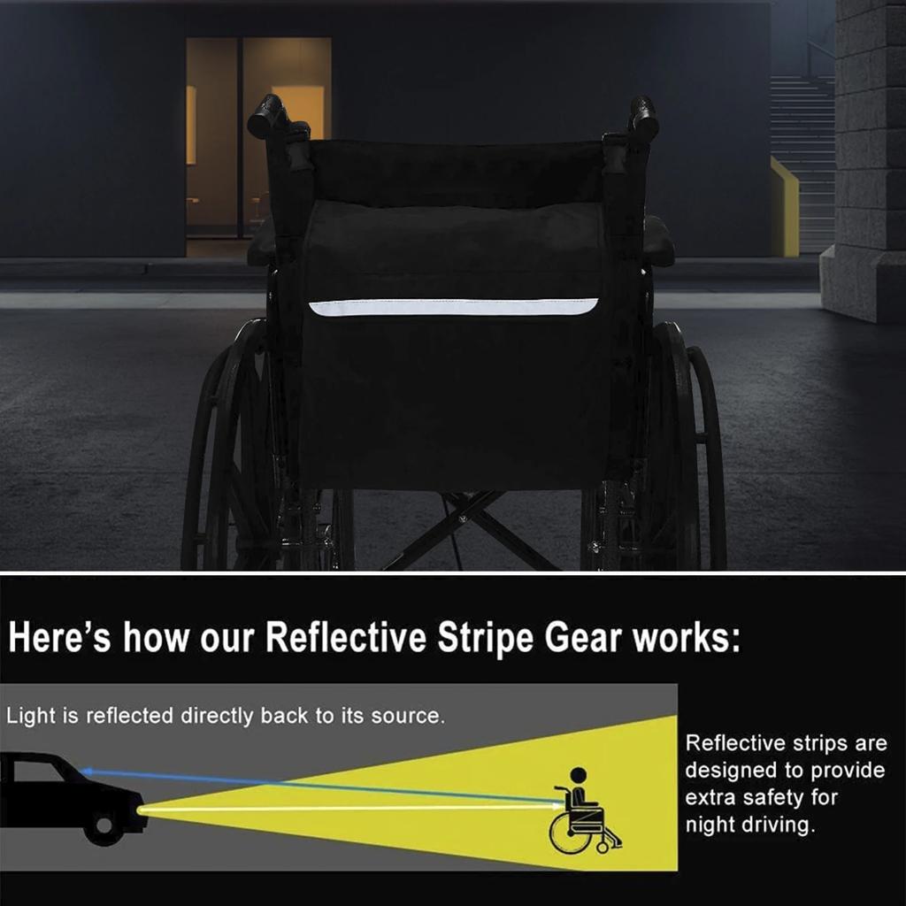 1/2Pcs Wheelchair Bag Waterproof Walker Storage Pouch with Reflective Strip Multifunctional Electric Wheel Chair Backpack Bag