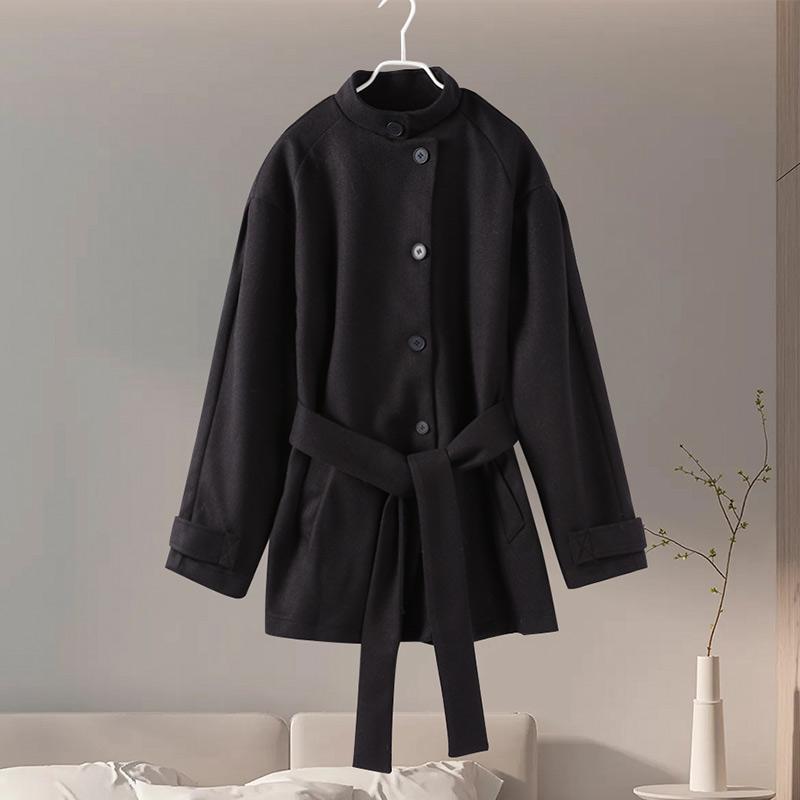 Winter Warm Lace up Women's Coat Solid Color Vintage Single Breasted Outerwear Fashion Autumn Women's New Retro Jackets