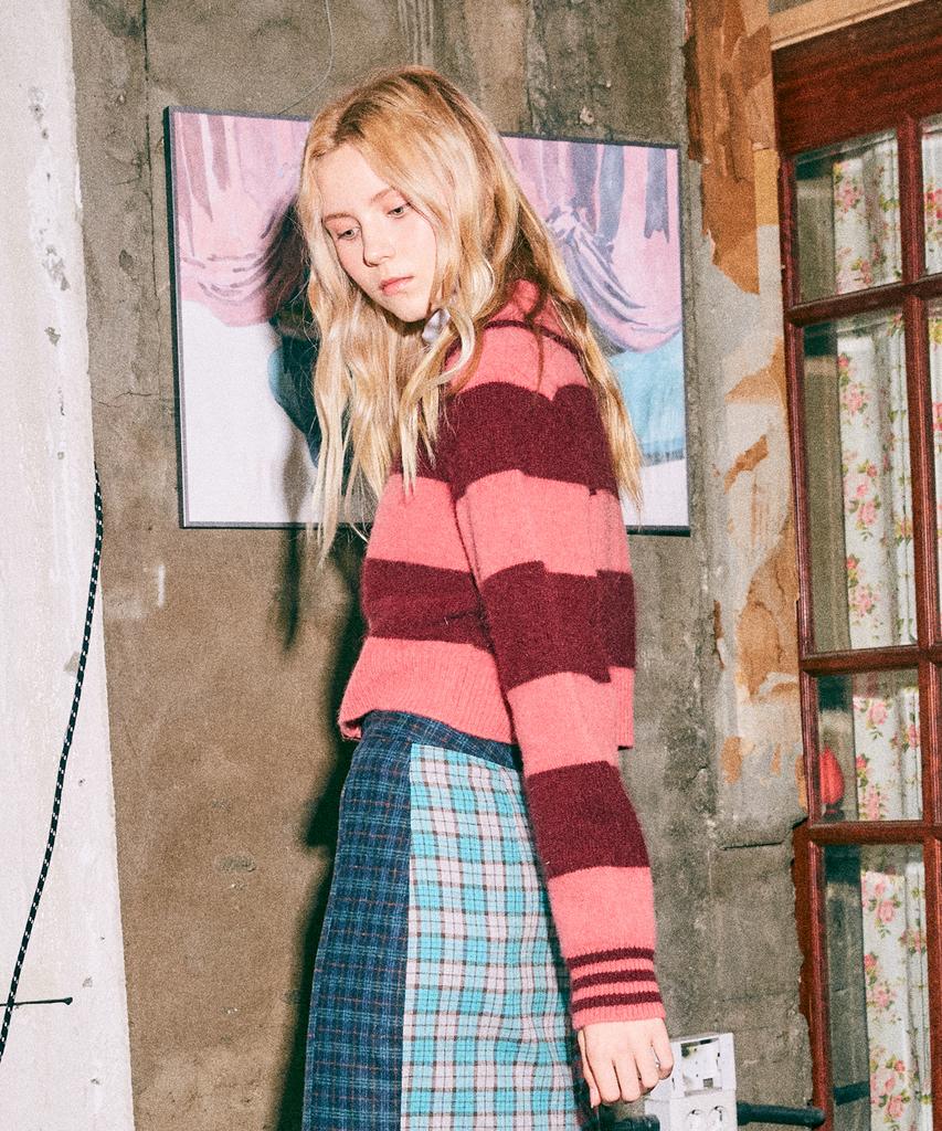 Near&Dear Alice Striped Knit Cardigan_Pink