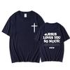 Christus Jesus liebt dich so sehr Bibelvers Grafik T-Shirt Herren Damen Lässiges Übergroßes T-Shirt Vintage T-Shirts
