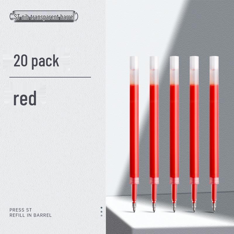 ST Quick-Dry Red Gel Pen for Teachers & Students, Push-Button Rollerball for Grading & Marking, with Refillable Ink.