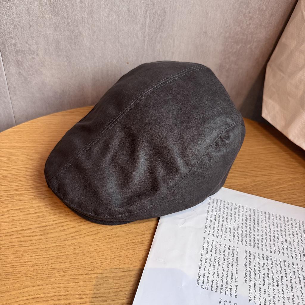 Retro Suede Beret With Solid Color Design Suitable For Teens Matching Daily