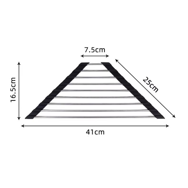 

Складная сушилка из нержавеющей стали, полипропиленовая стойка для хранения для кухонной раковины, подставка для мисок, держатель для чистящих инструментов чёрный