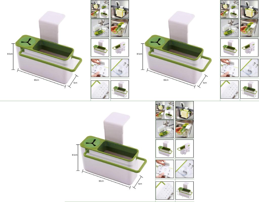 Stylish Green With White Suction Cup Base Kitchen Brush Sponge Holder For Easy Draining