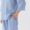 Gunze Sleeve Pajamas with Pants Sleeping Teko Navy Blue Men's 3/4 (Front Opening), Crepe,