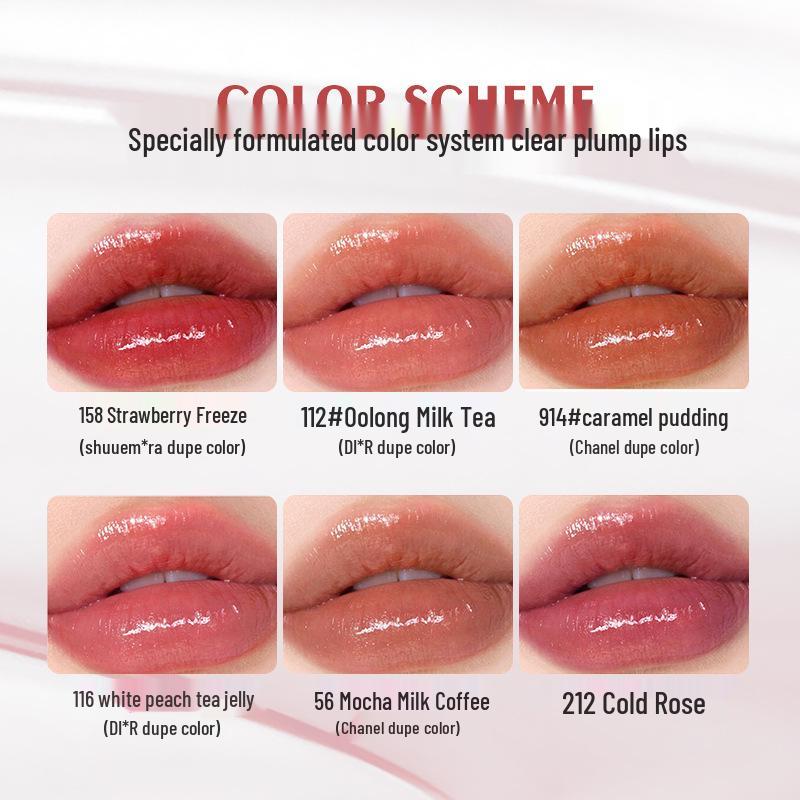 NOVO6258 Moisturizing Jelly Lip Gloss: Non-Stick, Glass-Like Shine Lip Balm for Students