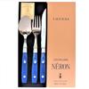 Transparin Bistro Cutlery Made In NERON MARINE Marine Wave Edge Directly Imported from Convenient for Everyday Cutlery Set Set, France, Navy,
