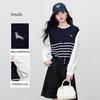 SLLSKY Women's Faux Two-Piece Striped Knit Top