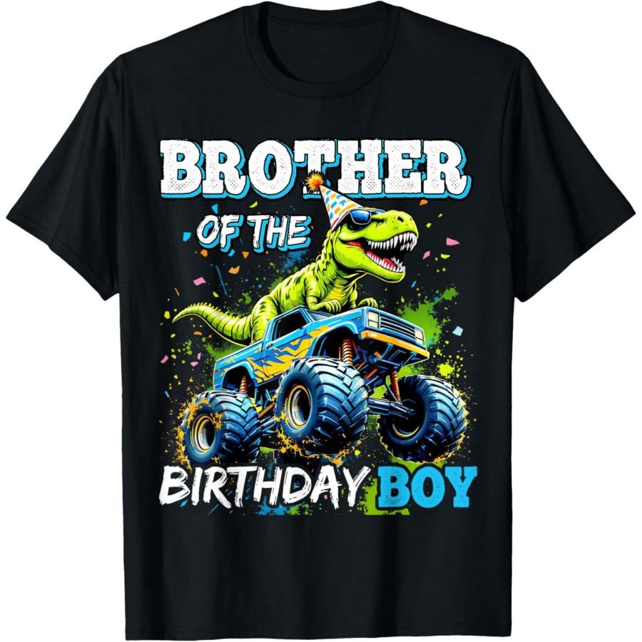 

Brother of the Birthday Boy Monster Truck Dinosaur Party T-Shirt XXXXXL чорний