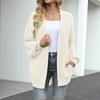 Women Autumn Winter Lantern Long Sleeve Cardigan Sweater Open Front Solid Color Mid-length Knitting Coat Streetwear