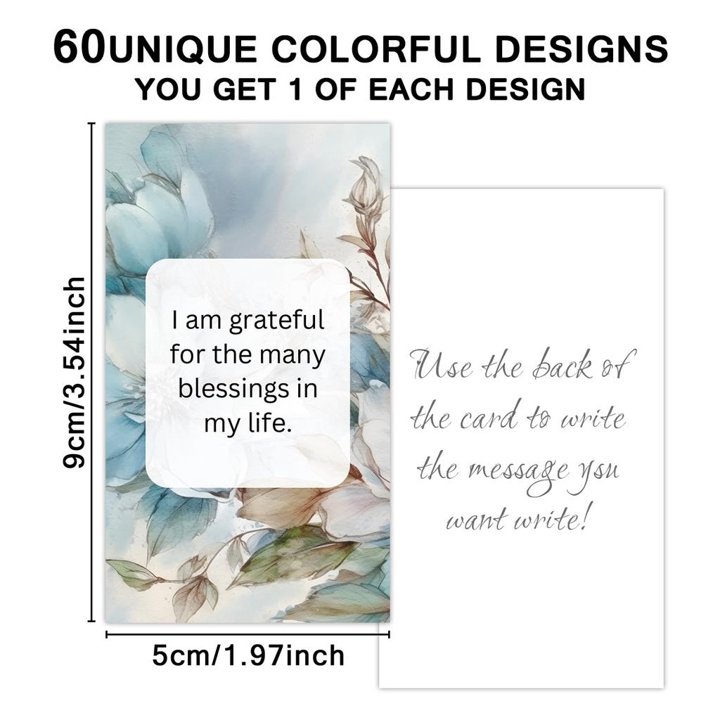 60pcs Women Affirmation Cards, Daily Positive Quotes, Self-Encouragement Motivational Cards for Mental Wellness, Gifts Idea