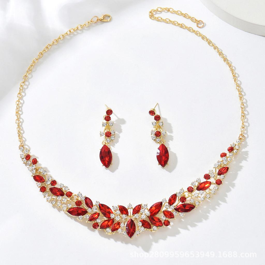 2025 New Vintage Necklace Earrings Two-piece Bridal Wedding Jewelry Women's Jewelry