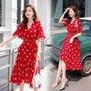 Dress Summer New Women's Clothing Korean Version Design Sense Niche Short-sleeved Polka Dot Skirt Polka Dot Little Red