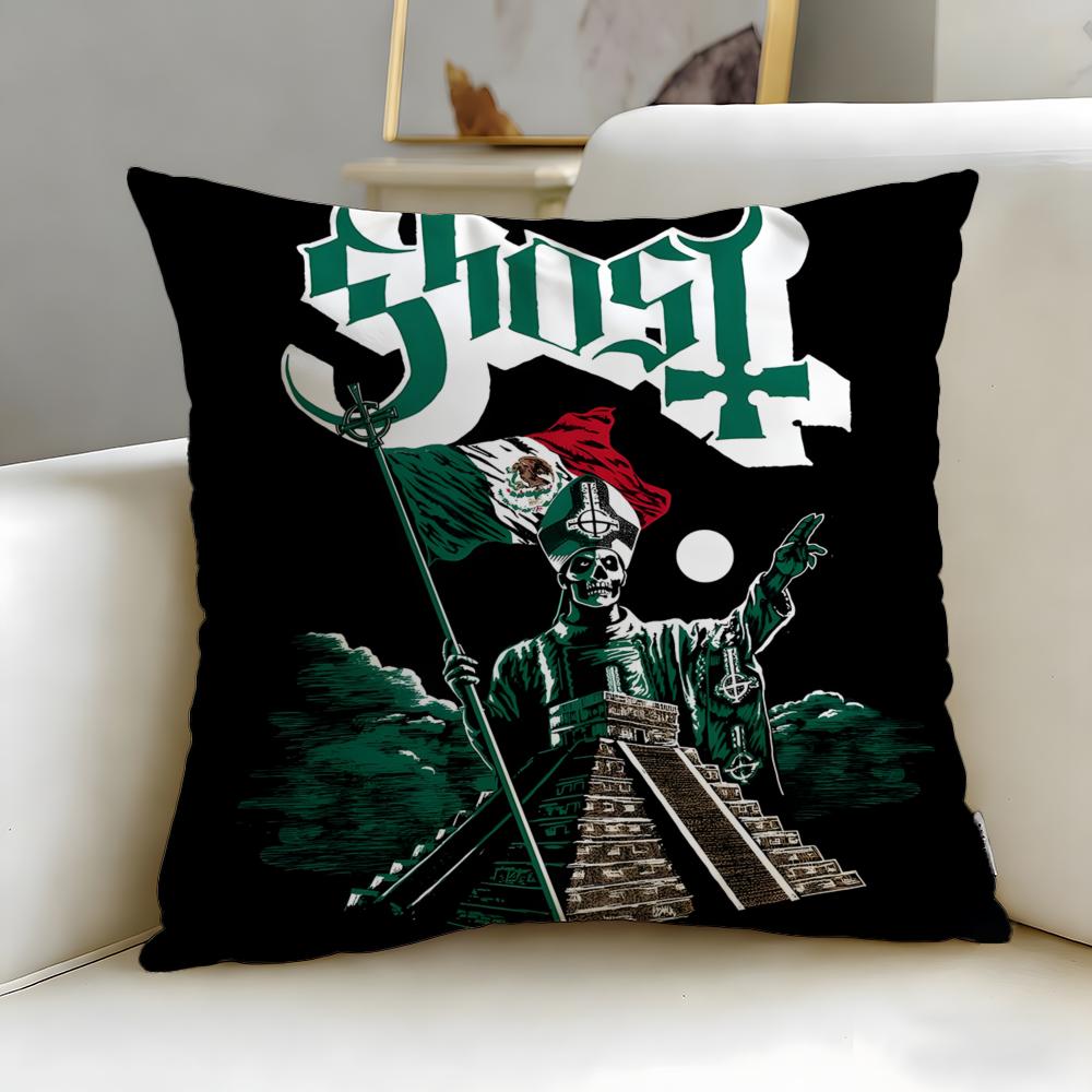 Classic Band Ghost Cushion Cover Soft  EasyWash Pillow Case  Versatile for Couch Bed Travel and Office