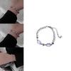 Elegant Titanium Steel Cat Eye Beaded Bracelet For Women Minimalist Design