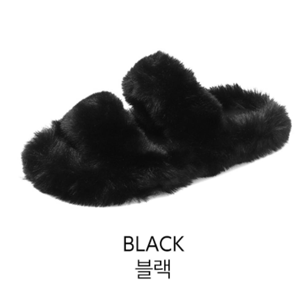 Damen Weiche Plüsch Doppelriemen Hausschuhe Fell Gemütliche Winter Pantoletten