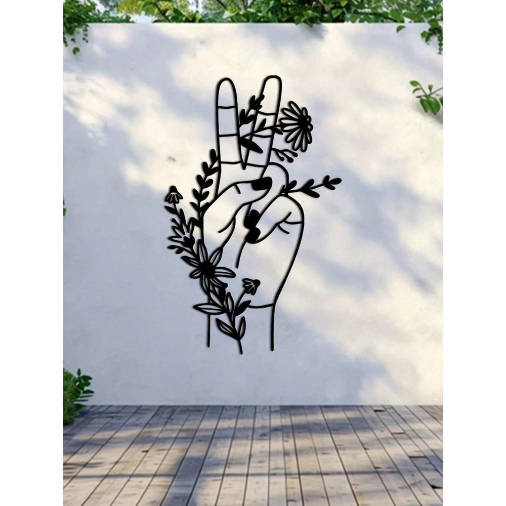 Wall Art Peace Symbol Metal Flowers Modern Home Decor Craft